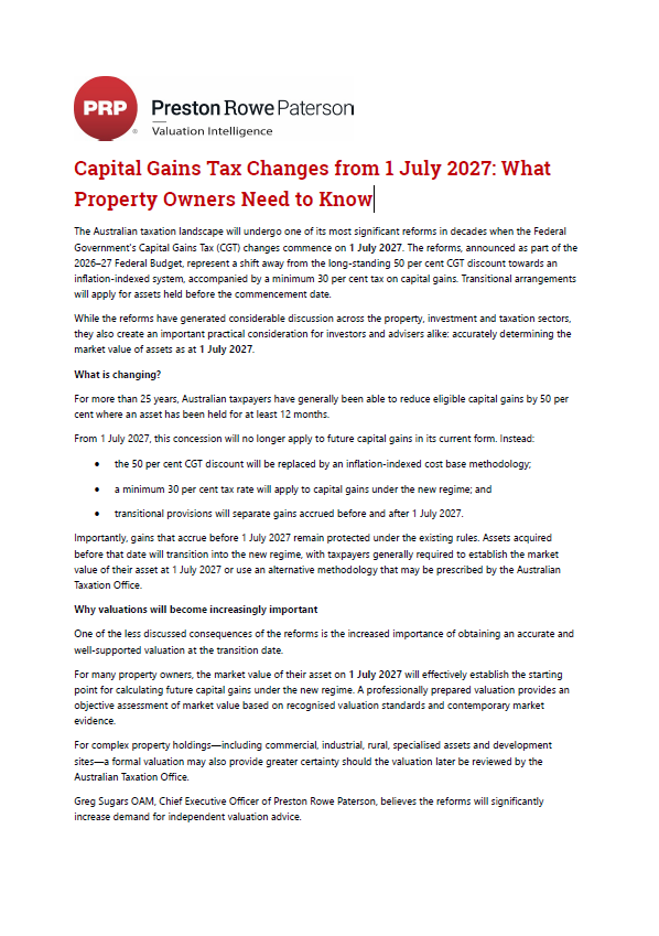 Capital Gains Tax Changes from 1 July 2027: What Property Owners Need to Know